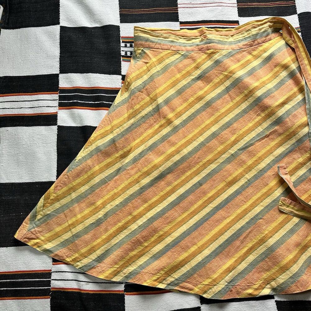 Vintage 70’s Modern Junior Cotton Wrap Around Skirt. Large. Boho. Rare Vintage. - Picture 14 of 16